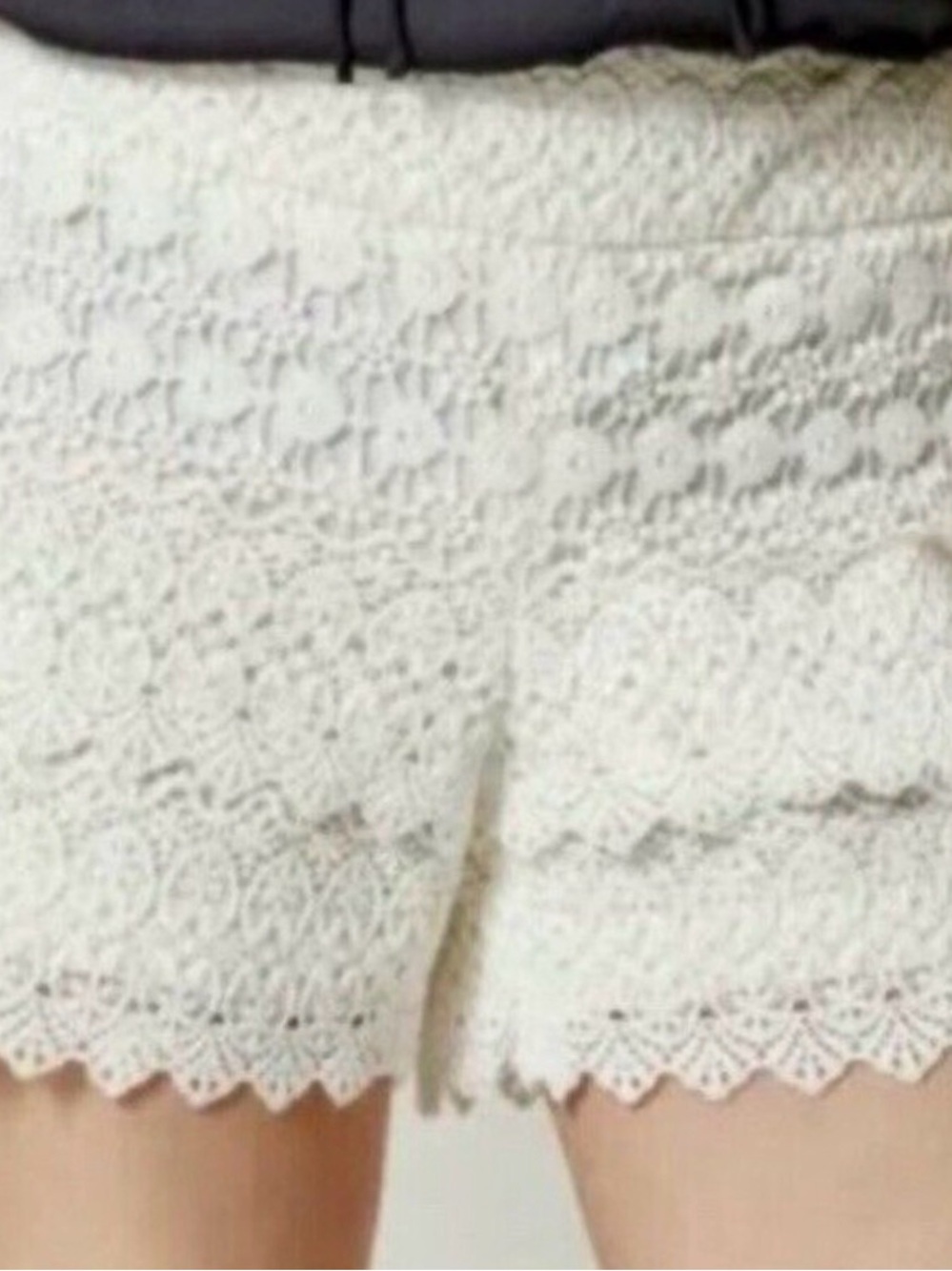 Cream Crochet Style Lace Shorts